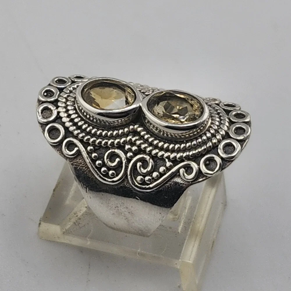 Sterling Silver 925 Citrine‎ Ring Size 6.25